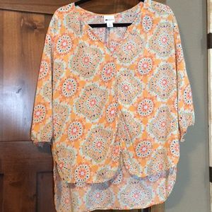 Orange/multi color spring top